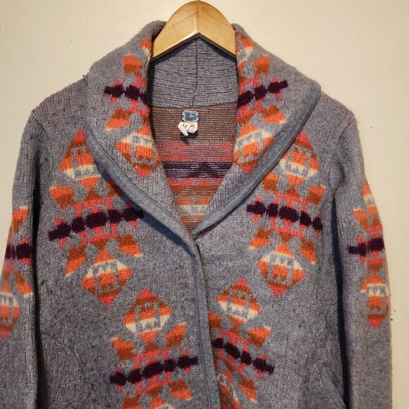 We The Free People Aztec Cardigan Sweater Womens Medium Wool Southwestern - Picture 2 of 13